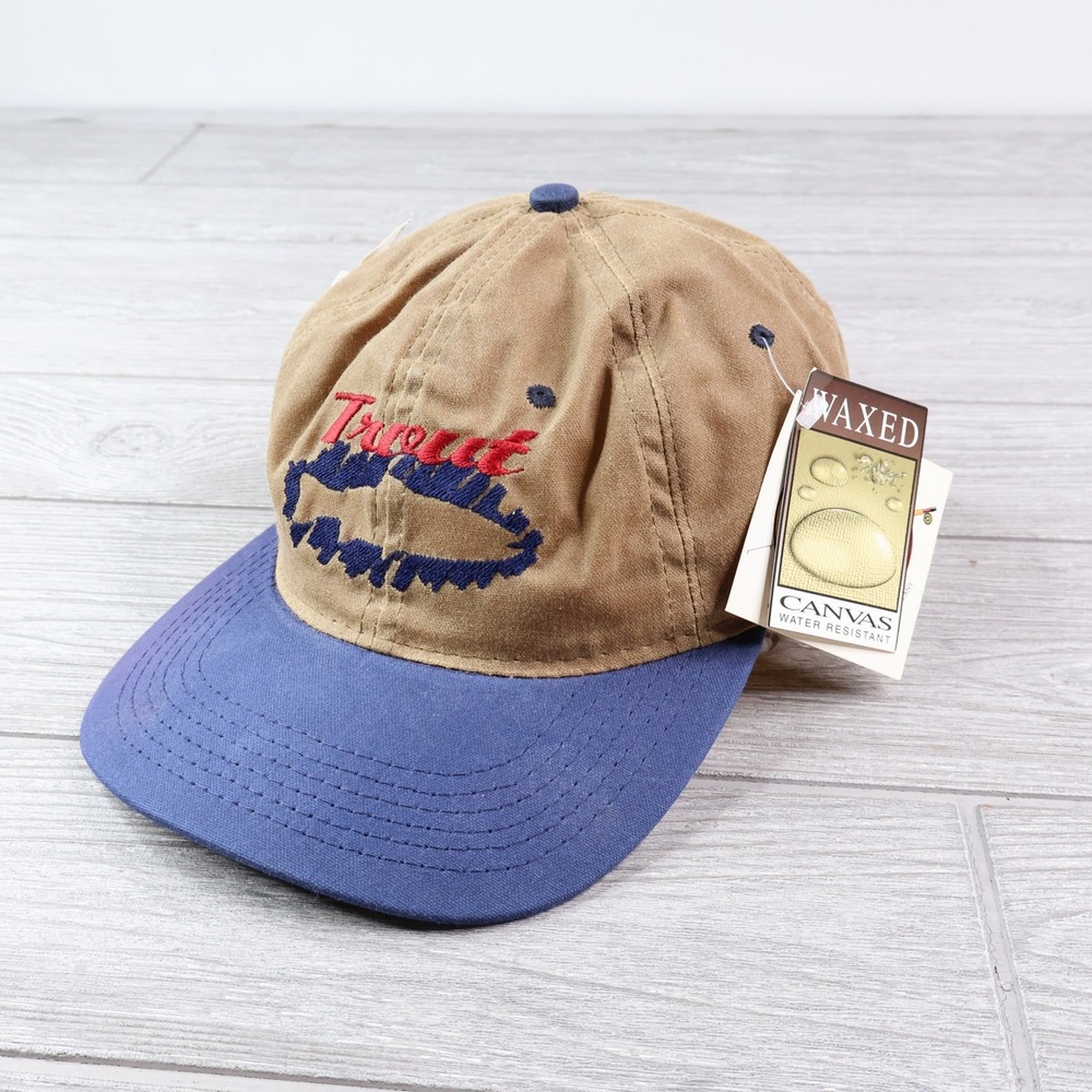 NWT Outdoor Cap Co Waxed Canvas Trout Hat Tan Navy Water Resistant